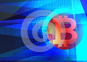 Bitcoin symbol tech glowing background