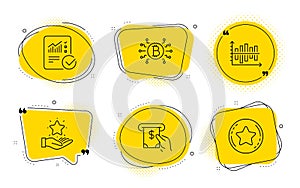 Bitcoin system, Diagram chart and Loyalty program icons set. Vector