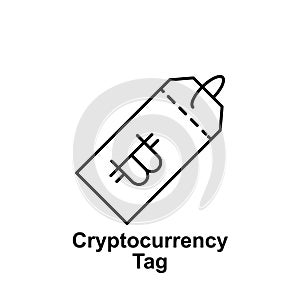 Bitcoin tag outline icon. Element of bitcoin illustration icons. Signs and symbols can be used for web, logo, mobile app, UI, UX