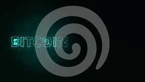 Bitcoin title with plexus effect. Connected lines with dots. Lines title plexus