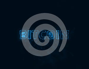 Bitcoin title with plexus effect. Connected lines with dots. Lines title plexus