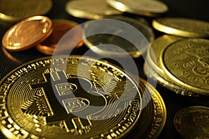 Bitcoin token with different coins background