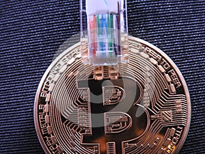 Bitcoin with on top rj45 plug