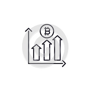 Bitcoin trade volumes linear icon concept. Bitcoin trade volumes line vector sign, symbol, illustration.