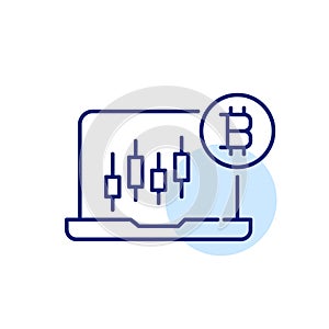 Bitcoin trading graph. Candlesticks chart with growing trend. Price volatility. Pixel perfect, editable stroke icon