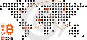 Bitcoin transactions world stylized map