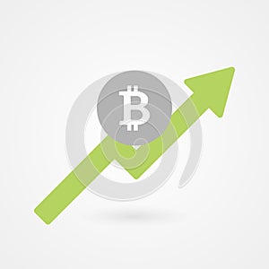 Bitcoin up graph. Crypto currency growth concept. Digital currency increase. Vector illustration, flat design