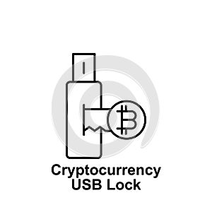 Bitcoin usb lock key outline icon. Element of bitcoin illustration icons. Signs and symbols can be used for web, logo, mobile app