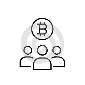Bitcoin user community. Growth, development and mining network. Pixel perfect vector icon
