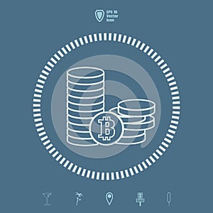 Bitcoin vector line icon, cryptomoney.