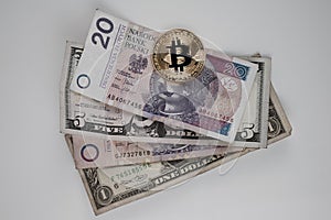 Bitcoin versus real money concept