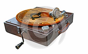 Bitcoin on vintage phonograph