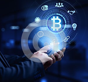 BItcoin virtual currencies digital money fintech financial technology concept
