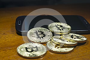 Bitcoin virtual currency on smartphone
