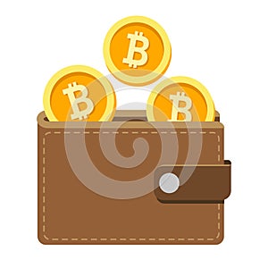 Bitcoin Wallet Icon With Cryptocurrency Coins