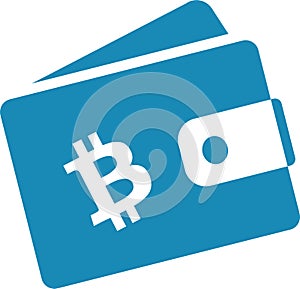 Bitcoin wallet symbol. Money purse business symbols. Flat vector illustration symbol.