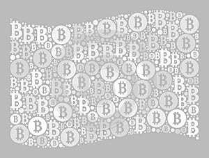 Bitcoin Waving White Flag - Collage with Bitcoin Currency Symbols