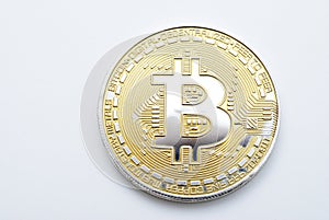 Bitcoin on white. Bitcoin. crypto, currency, cryptocurrency