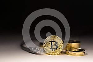 Bitcoins and ADSL lead on a white to black gradient