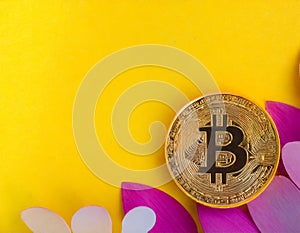 Bitcoins, banner with space for text