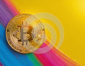 Bitcoins, banner with space for text