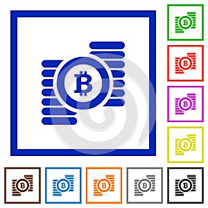 Bitcoins framed flat icons