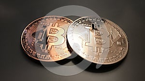 Bitcoins on neutral background photo