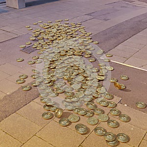 Bitcoins Scattered On Floor 