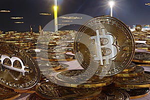 Bitcoins with silver symbol