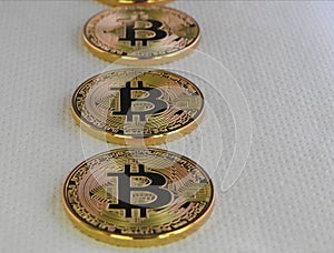 Bitcoins on white Background