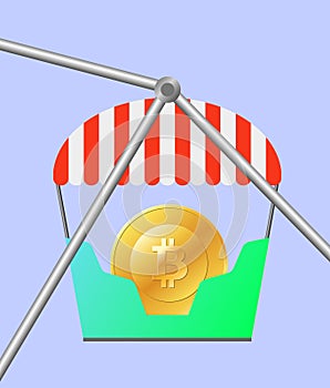 Bitcon in a lunapark, in Ferris whee