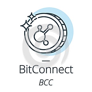 BitConnect cryptocurrency coin line, icon of virtual currency