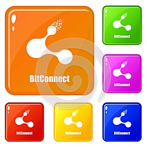 Bitconnect icons set vector color