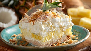 A bite of heaven in a pineapple and coconut treat a delightful blend of flavors served in a paradiselike setting