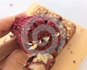 A bite of Red Velvet Brownie