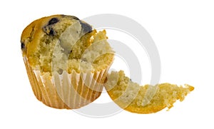 Bite size blueberry muffin broken