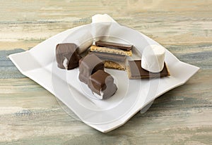 Bite Size smore candies on snack plate