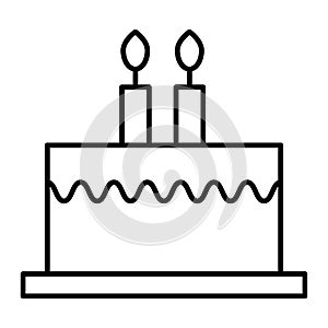 Bithday cake with candles thin line icon. Delicious cake vector illustration isolated on white. Sweets outline style