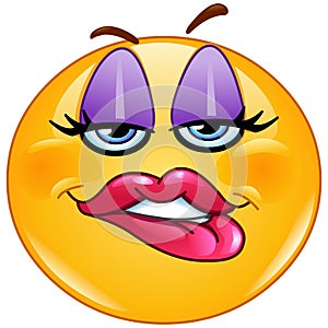 Biting lip female emoticon