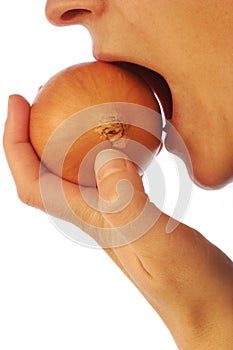 Biting into an onion