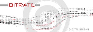 Bitrate, digital stream. Vector graphics with binary code