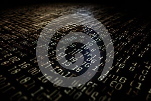 bits and bytes on a dark background. binary code. Generative AI