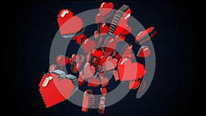 8 bits pixel hearts illustration. Retro arcade video game ValentineÃÂ´s Day photo