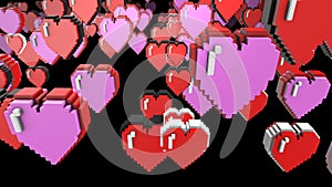 8 bits pixel hearts illustration. Retro arcade video game ValentineÃÂ´s Day photo