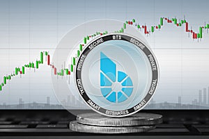 BitShares BTS; cryptocurrency coins - BitShares on the background of the chart