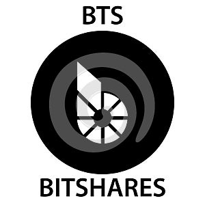 Bitshares Coin cryptocurrency blockchain icon. Virtual electronic, internet money or cryptocoin symbol, logo