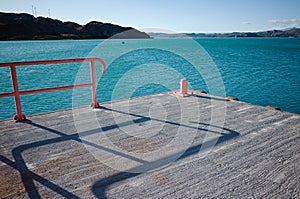 Bitt on pier at Lake Lago General Carrera, Puerto Ibanez, Aysen Province, Patagonia, Chile photo