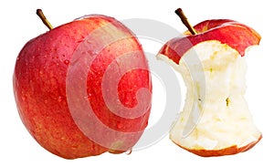 Bitten apple and whole wealthy apple