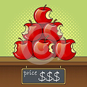 Bitten apples sale pop art vector illustration