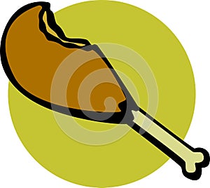 bitten chicken or turkey leg vector illustration